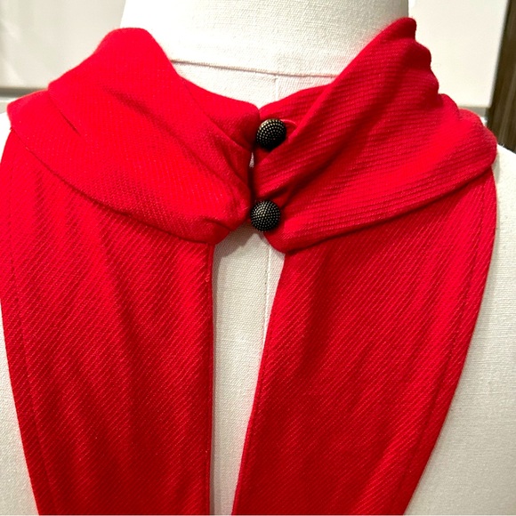 NWOT Anthropologie Red Halter Flounce MIDI Dress With Side Zip - Picture 7 of 11